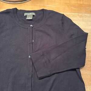 Eddie Bauer Cotton blend button down sweater, Size M black